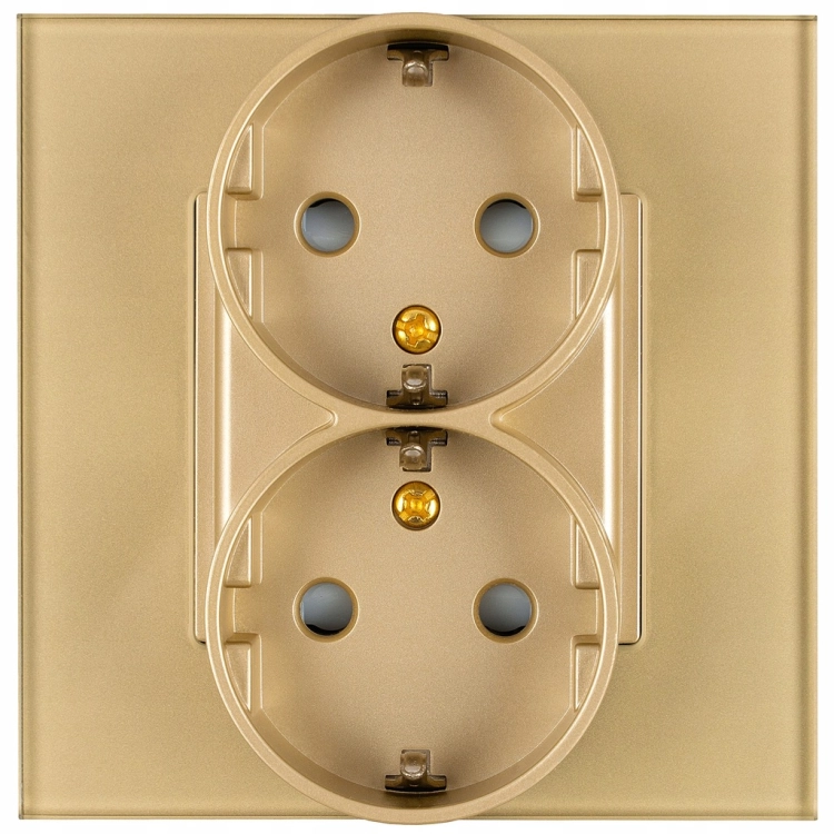 Doppelsteckdose Gold Schuko Set Mit Glasrahmen MIUUN