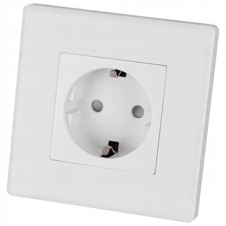 Steckdose Weiß Schuko Mit Schutzkontakt Ohne Erdungsstift Set Mit PVC-Rahmen