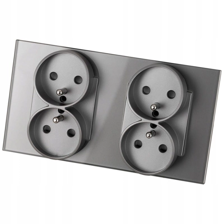 Doppelsteckdose Glas Grau Set Doppelrahmen Und 2 X Doppelsteckdose