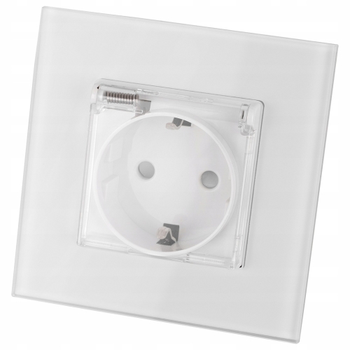 Steckdose Weiß Mit Klappdeckel Bad Schuko Set Mit Glasrahmen