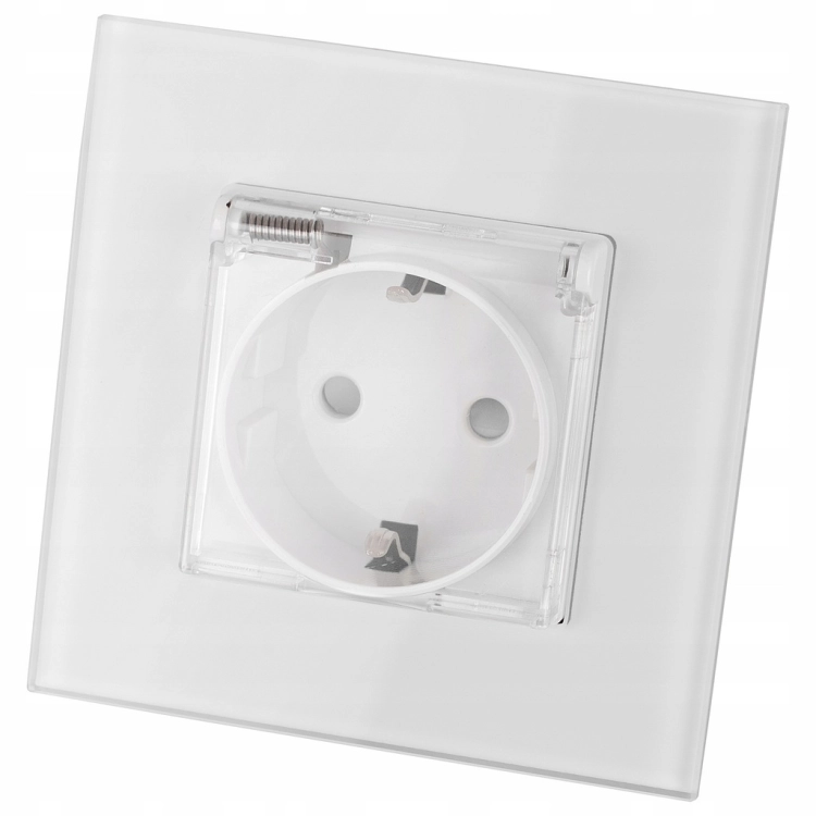 Steckdose Weiß Mit Klappdeckel Bad Schuko Set Mit Glasrahmen
