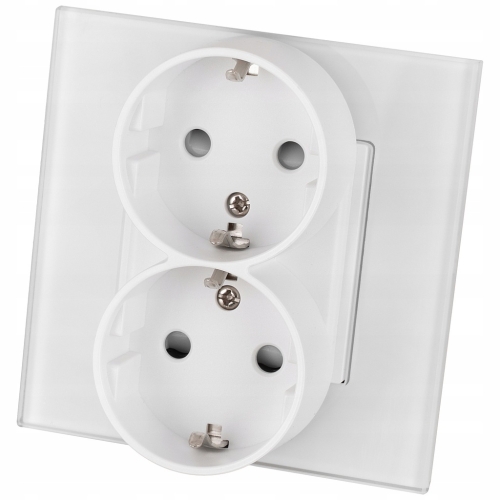 Doppelsteckdose Weiß Schuko Set Mit Glasrahmen