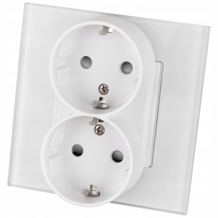 Doppelsteckdose Weiß Schuko Set Mit Glasrahmen