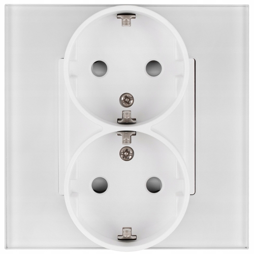 Doppelsteckdose Weiß Schuko Set Mit Glasrahmen