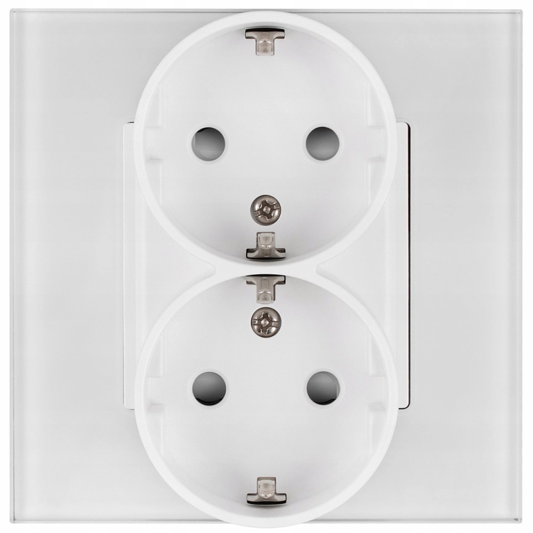 Doppelsteckdose Weiß Schuko Set Mit Glasrahmen
