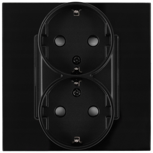 Doppelsteckdose Schwarz Schuko Set Mit Glasrahmen MIUUN
