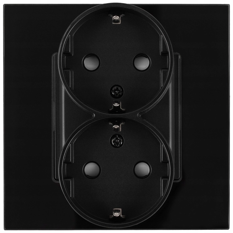 Doppelsteckdose Schwarz Schuko Set Mit Glasrahmen MIUUN
