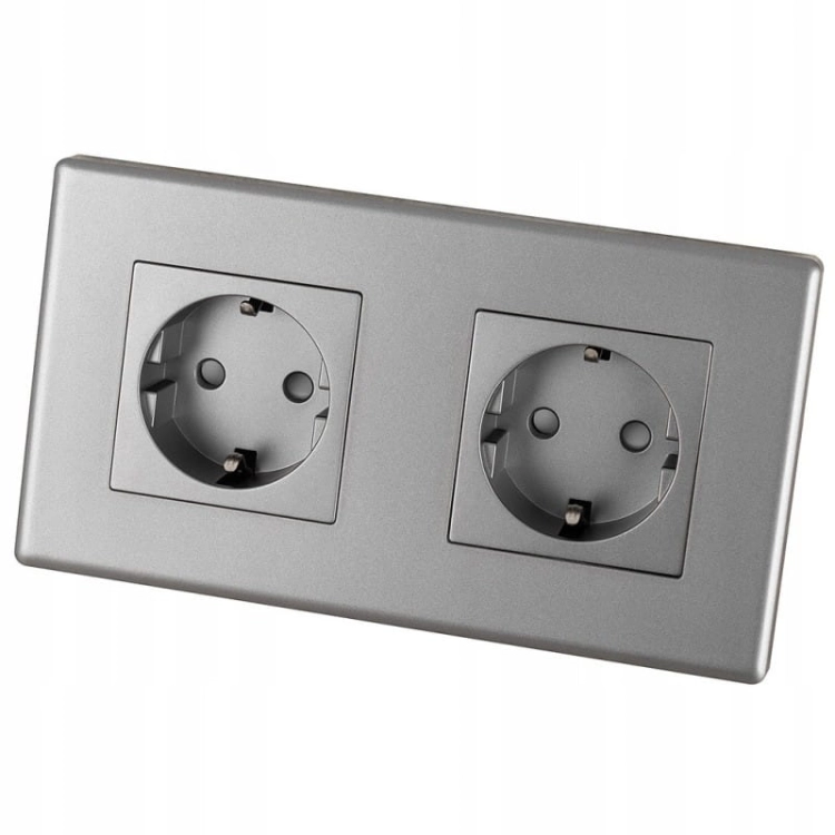 Doppelsteckdose Schuko Grau Set PCV-Doppelrahmen 2 X Steckdose
