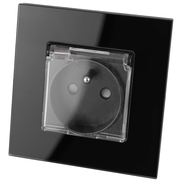 Steckdose Schwarz Mit Klappdeckel Mit Erdungsstift Set Mit Rahmen MIUUN