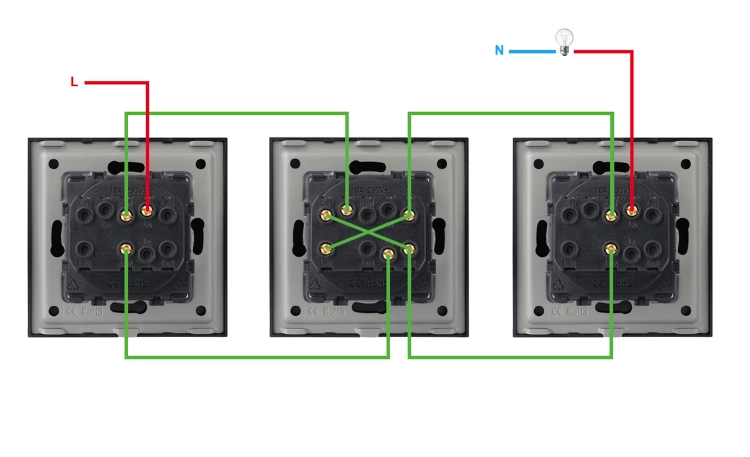 Schalter Kreuzschalter Einzel Schwarz Set Mit Rahmen MIUUN