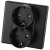 Doppelsteckdose Schwarz Schuko Mit Schutzkontakt Ohne Erdungsstift Set Mit PVC-Rahmen