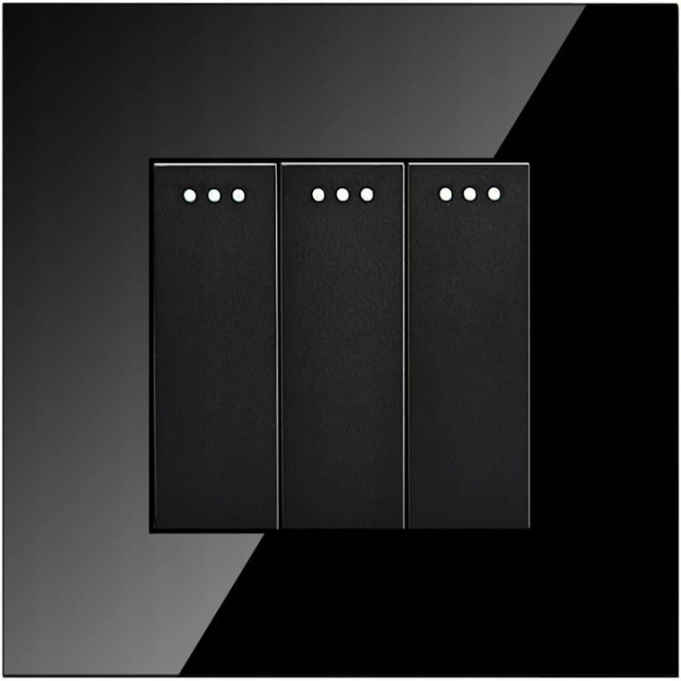 Lichtschalter Dreifach Glas Schwarz