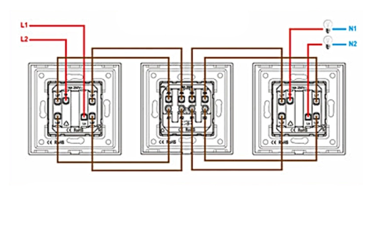 Modul Schalter Doppelter Kreuzschalter Gold 16A Für Rahmen MIUUN