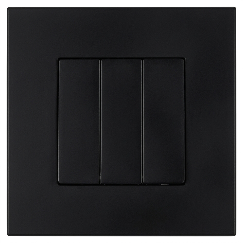 Schalter Dreifachwechselschalter Glatt Kunststoff LINEA Schwarz MIUUN
