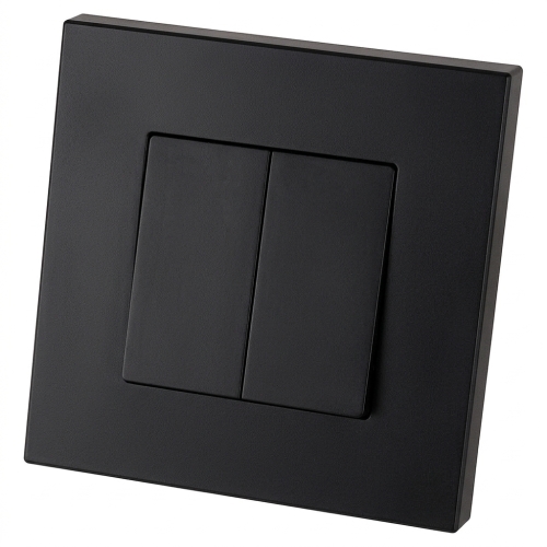 Schalter Doppelwechselschalter Glatt Kunststoff LINEA Schwarz MIUUN