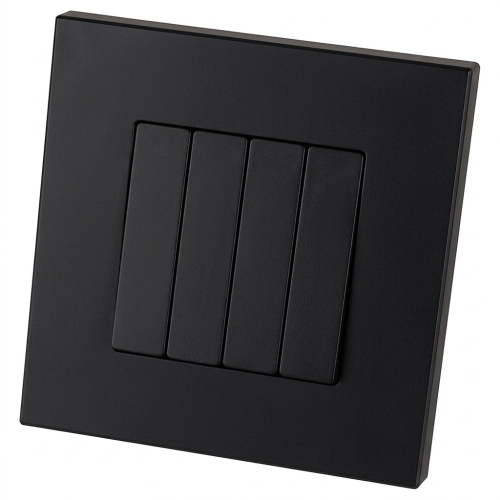 Schalter Vierfachwechselschalter Glatt Kunststoff LINEA Schwarz MIUUN