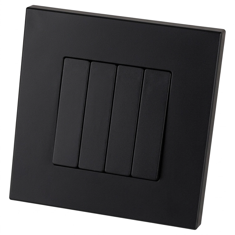 Schalter Vierfachwechselschalter Glatt Kunststoff LINEA Schwarz MIUUN