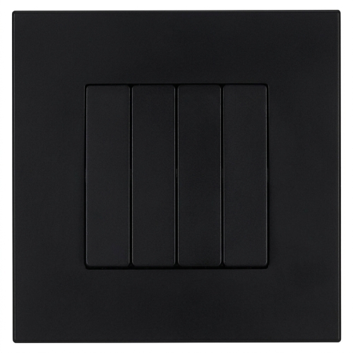 Schalter Vierfach Klassisch Glatt Kunststoff LINEA Schwarz MIUUN