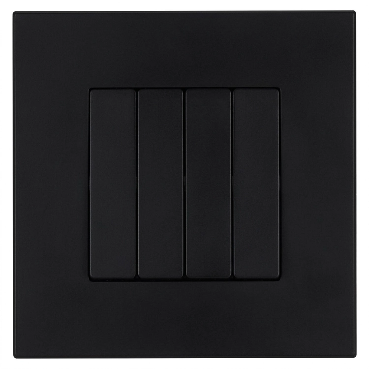 Schalter Vierfach Klassisch Glatt Kunststoff LINEA Schwarz MIUUN