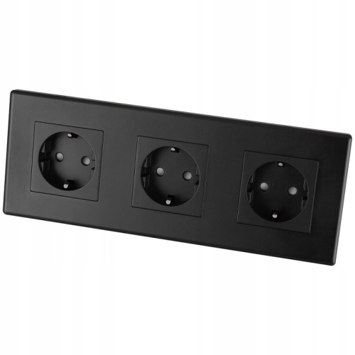 Dreifachsteckdose Schuko Schwarz PCV-Dreifachrahmen Und 3 X Steckdose