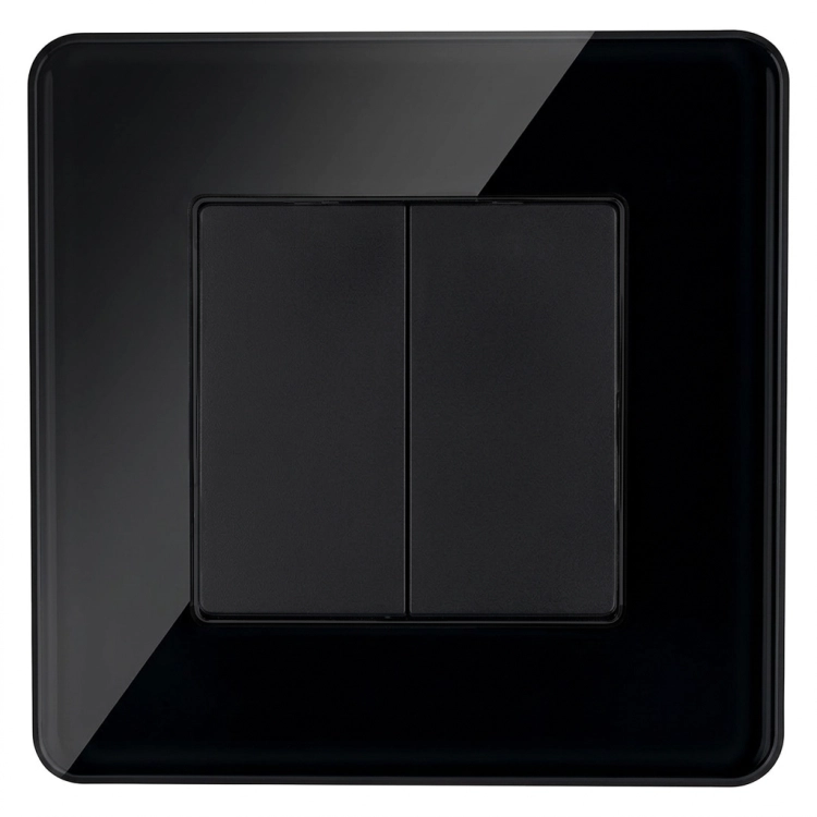 Schalter Monostabil Doppelt Glatt Glas Hochglanz Schwarz MIUUN