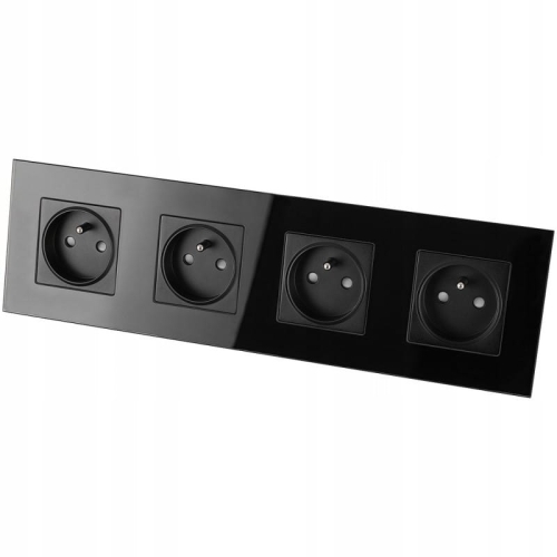 Vierfachsteckdose Glas Schwarz Set Vierfachrahmen 4 X Steckdose