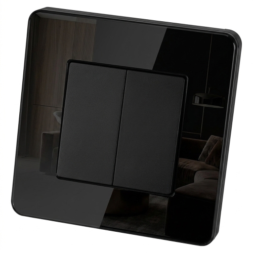 Schalter Serienschalter Klassisch Glatt Glas Hochglanz Schwarz MIUUN