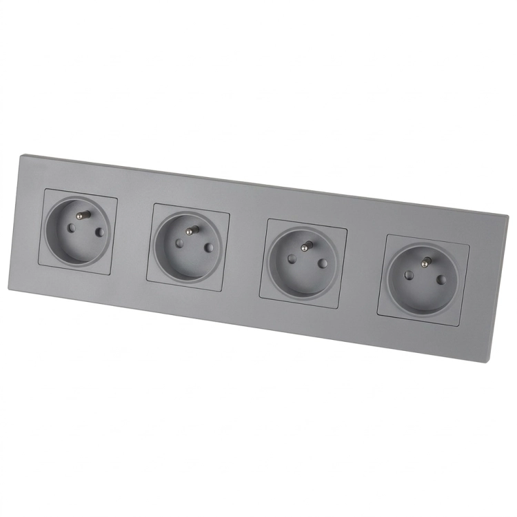 Vierfach-Steckdose Kunststoff LINEA Grau Vierfachrahmen Und 4 X Steckdose MIUUN