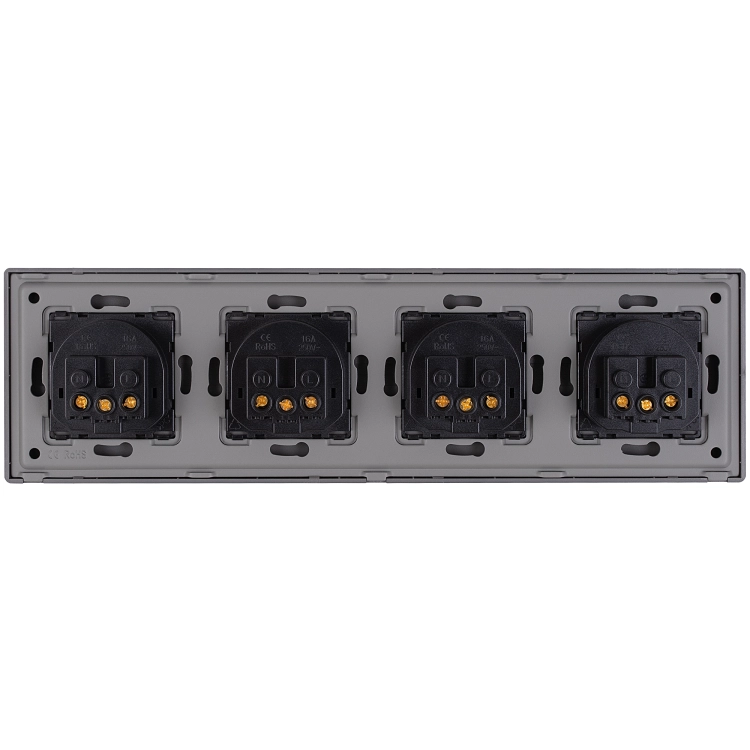 Vierfach-Steckdose Kunststoff LINEA Schuko Grau Vierfachrahmen Und 4 X Steckdose