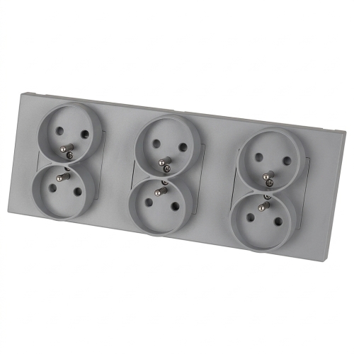 Dreifach-Steckdose Kunststoff LINEA Grau Dreifachrahmen Und 3 X Steckdose MIUUN