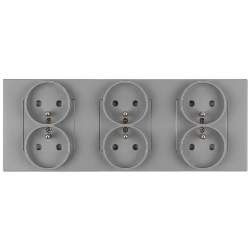 Dreifach-Steckdose Kunststoff LINEA Grau Dreifachrahmen Und 3 X Steckdose MIUUN