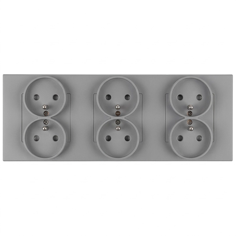 Dreifach-Steckdose Kunststoff LINEA Grau Dreifachrahmen Und 3 X Steckdose MIUUN