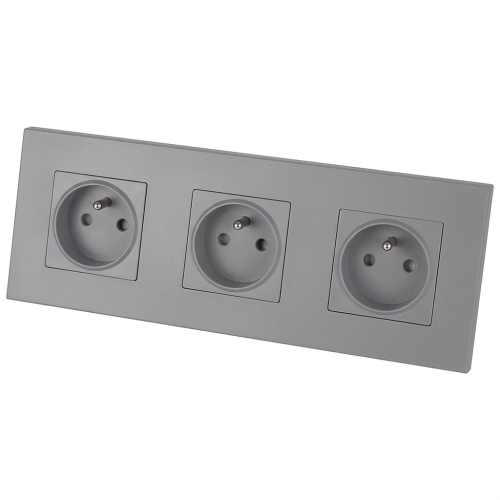Dreifach-Steckdose Kunststoff LINEA Grau Dreifachrahmen Und 3 X Steckdose MIUUN