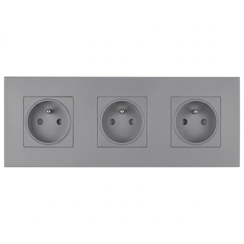 Dreifach-Steckdose Kunststoff LINEA Grau Dreifachrahmen Und 3 X Steckdose MIUUN