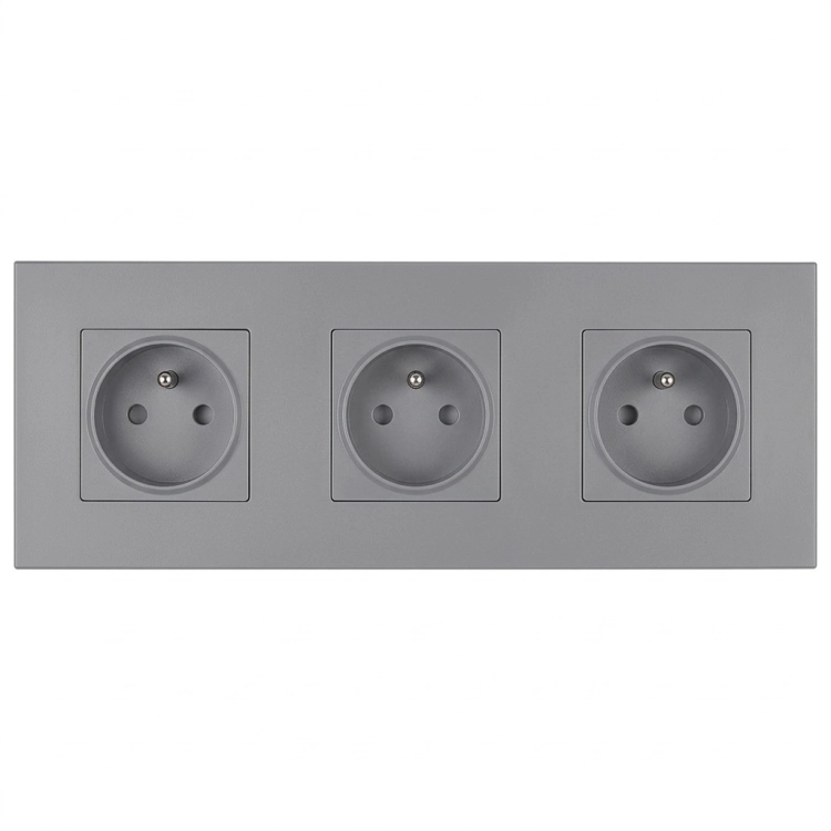 Dreifach-Steckdose Kunststoff LINEA Grau Dreifachrahmen Und 3 X Steckdose MIUUN