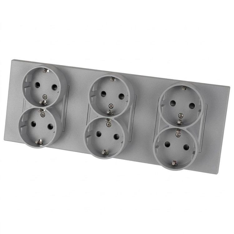 Dreifach-Steckdose Kunststoff LINEA Grau Schuko Dreifachrahmen Und 3 X Steckdose