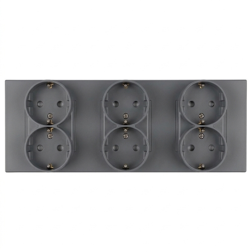 Dreifach-Steckdose Kunststoff LINEA Grau Schuko Dreifachrahmen Und 3 X Steckdose