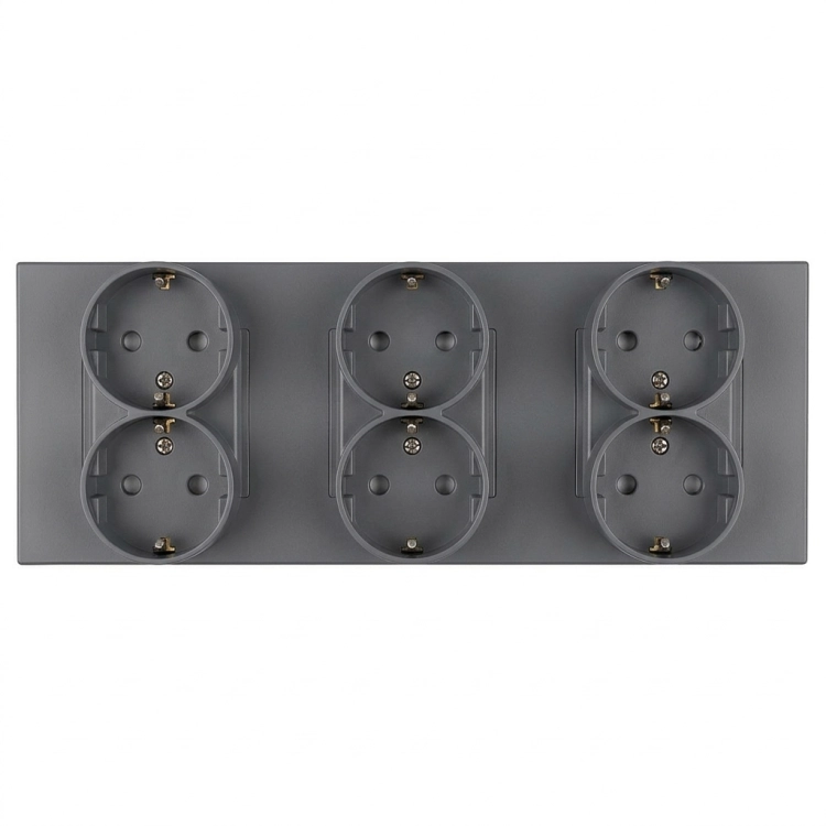 Dreifach-Steckdose Kunststoff LINEA Grau Schuko Dreifachrahmen Und 3 X Steckdose