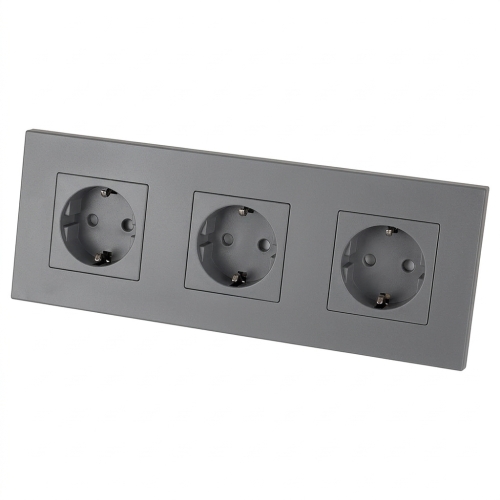 Dreifach-Steckdose Kunststoff LINEA Grau Schuko Dreifachrahmen Und 3 X Steckdose