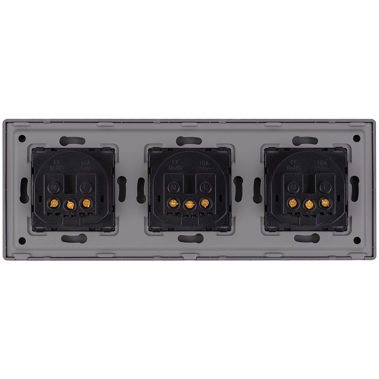 Dreifach-Steckdose Kunststoff LINEA Grau Schuko Dreifachrahmen Und 3 X Steckdose