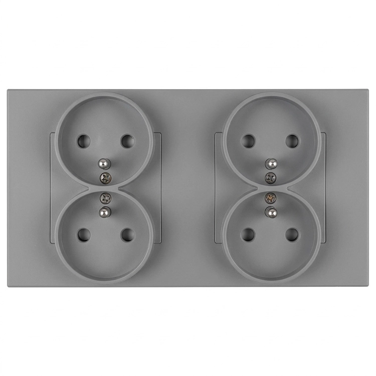 Vierfach-Steckdose Kunststoff LINEA Grau Und Doppelrahmen 2 X Steckdose MIUUN