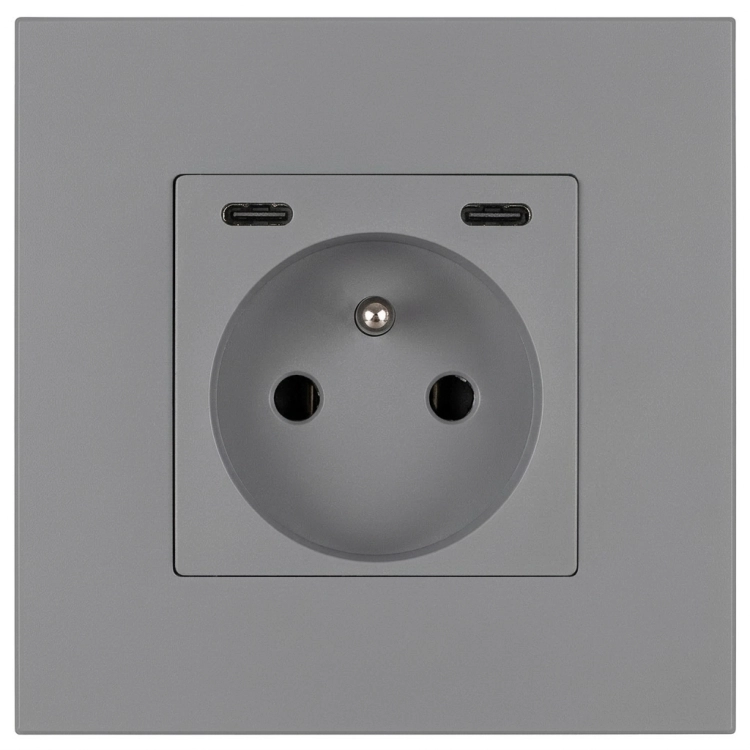 Kunststoff-Steckdose LINEA + Doppeltes USB C+C-Ladegerät 20W Grau MIUUN