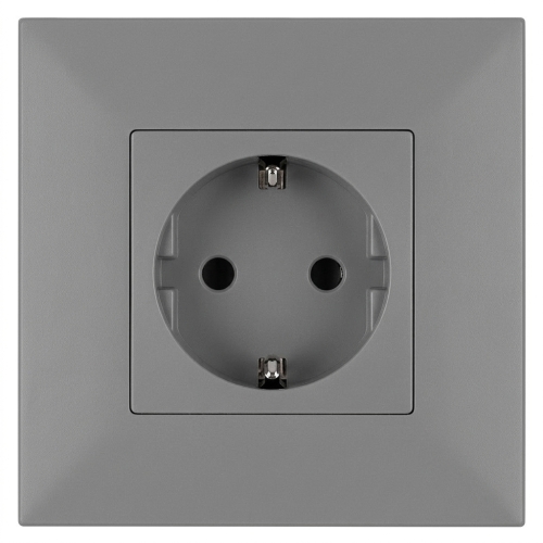 Kunststoff-Steckdose LINEA Schuko Mit Schutzkontakt Ohne Erdungsstift Grau MIUUN