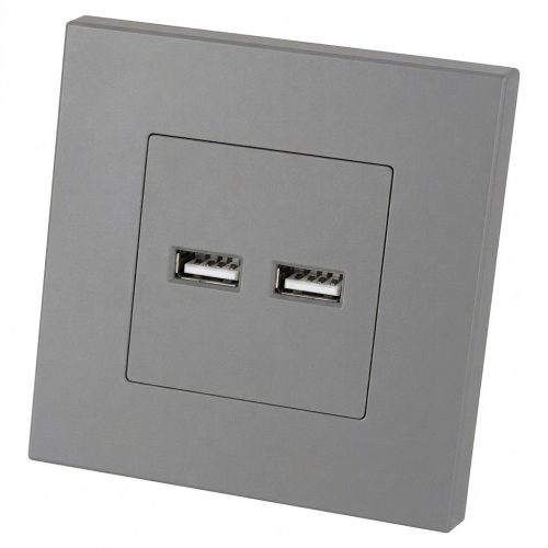 Doppeltes USB-Ladegerät 3.1A Grau Set Mit Kunststoffrahmen LINEA MIUUN