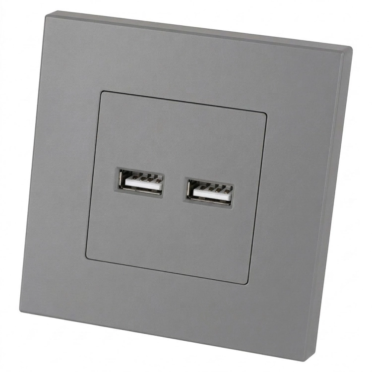 Doppeltes USB-Ladegerät 3.1A Grau Set Mit Kunststoffrahmen LINEA MIUUN