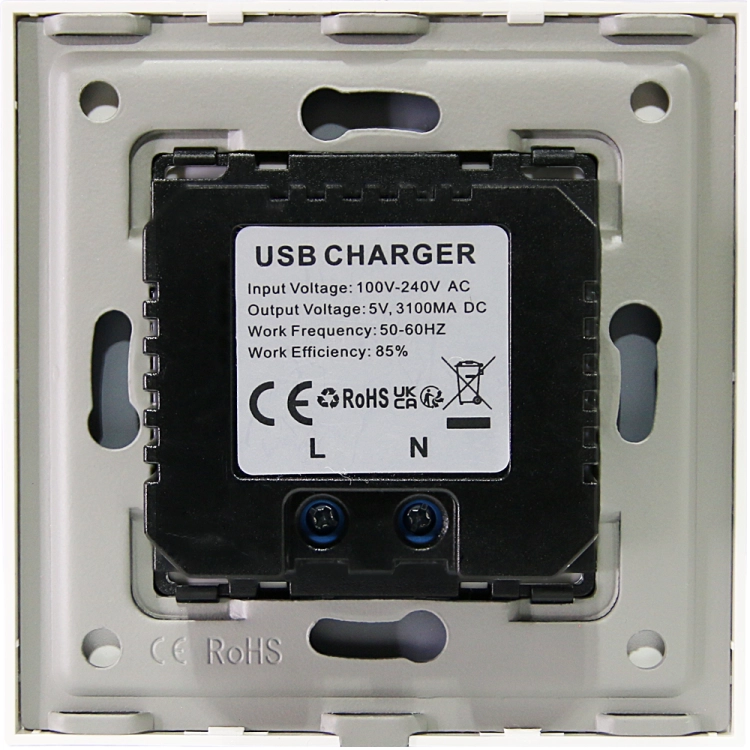 Doppeltes USB-Ladegerät 3.1A Grau Set Mit Kunststoffrahmen LINEA MIUUN