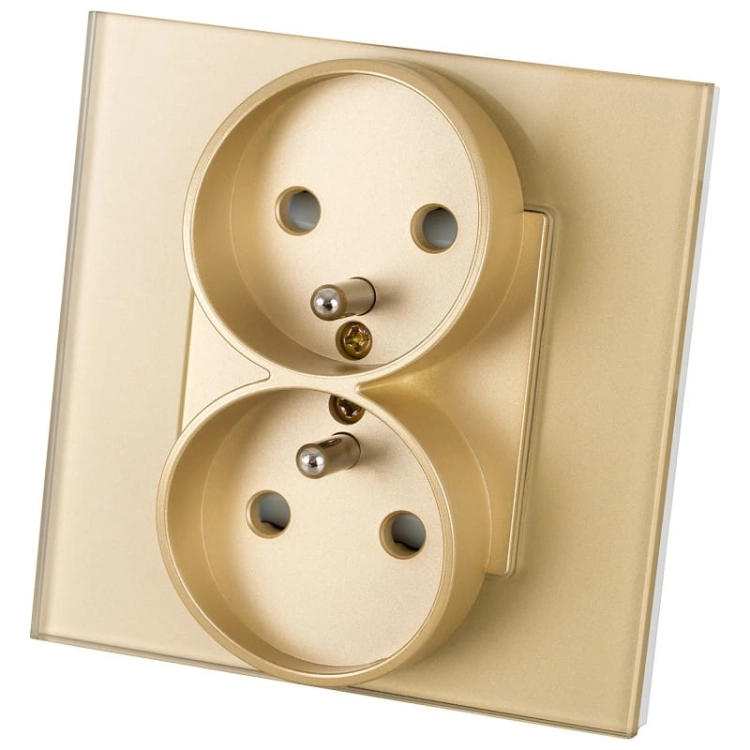 Steckdose Mit Erdungsstift Doppel Glas Gold MIUUN