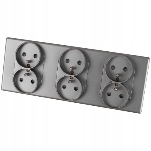 Dreifach-Steckdose Grau Set PVC-Dreifachrahmen Und 3 X Doppelsteckdose