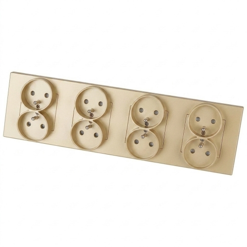 Steckdose Vierfach Kunststoff LINEA Gold Vierfachrahmen Und 4 X Steckdose MIUUN