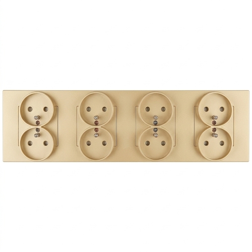 Steckdose Vierfach Kunststoff LINEA Gold Vierfachrahmen Und 4 X Steckdose MIUUN